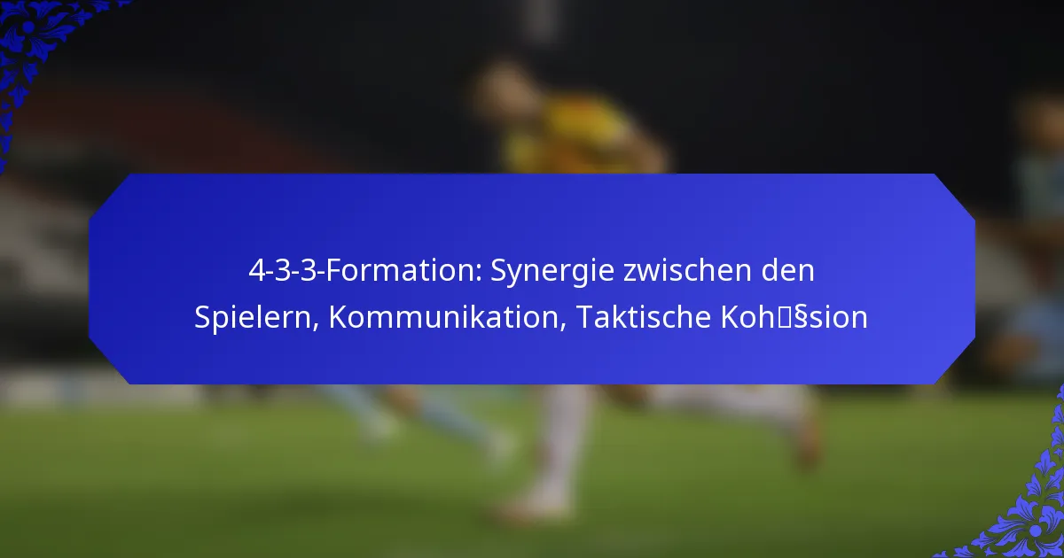 4-3-3-Formation: Synergie zwischen den Spielern, Kommunikation, Taktische Kohäsion