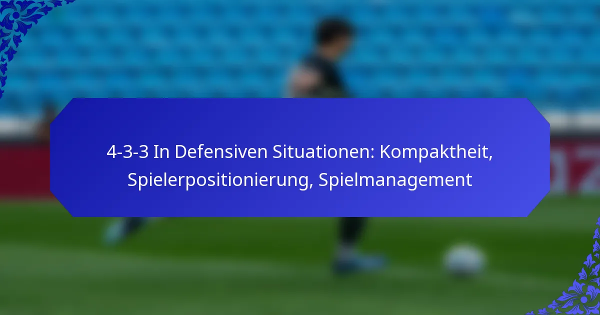 4-3-3 In Defensiven Situationen: Kompaktheit, Spielerpositionierung, Spielmanagement