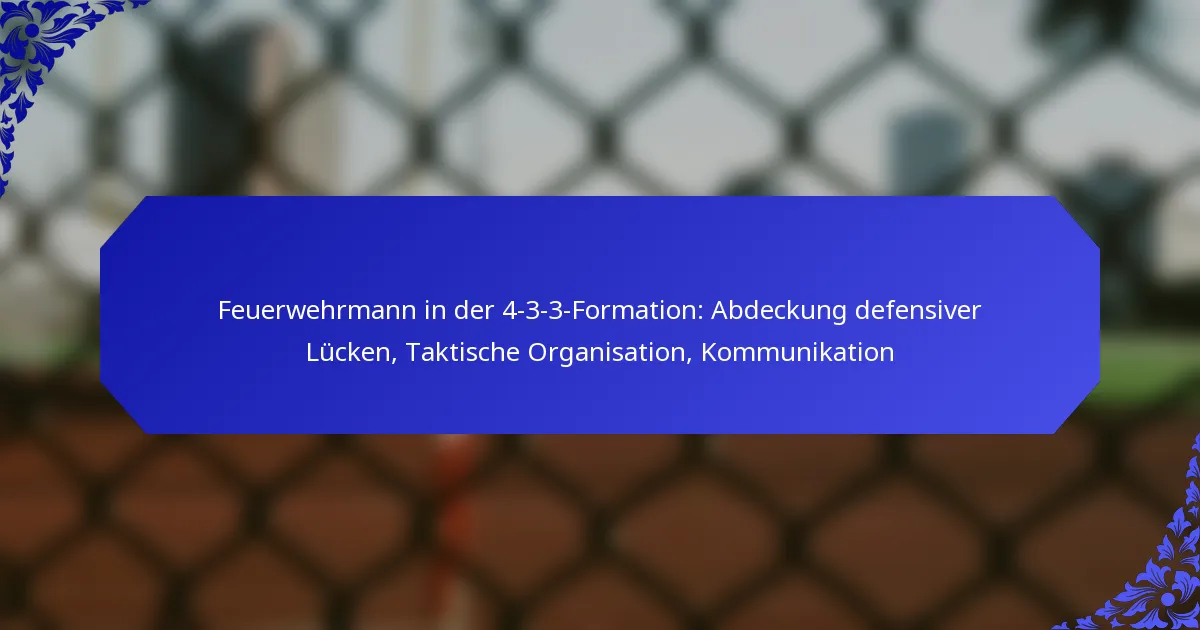 Feuerwehrmann in der 4-3-3-Formation: Abdeckung defensiver Lücken, Taktische Organisation, Kommunikation